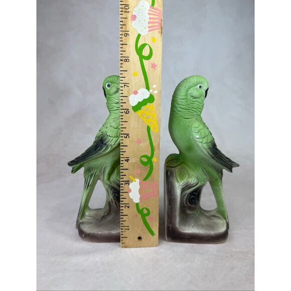 Vintage Green Ceramic Parrot Bookends Bird - Picture 12 of 12